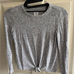 GAP Women's Heathered Gray Knot Front Blouse